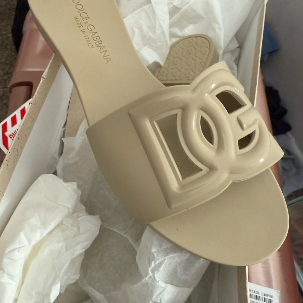Dolce & Gabbana Beige Slide Sandals